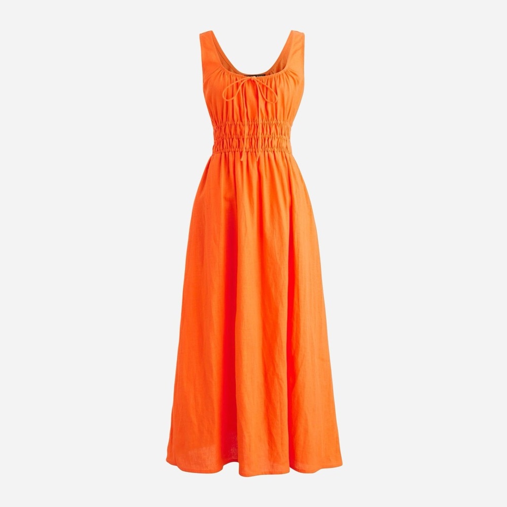Orange j crew  smocked Sleeveless Maxi Dress